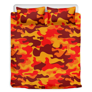 Orange Camouflage Print Duvet Cover Bedding Set