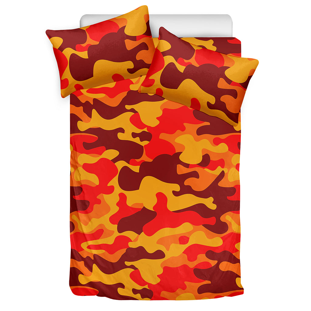 Orange Camouflage Print Duvet Cover Bedding Set