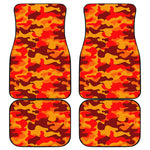 Orange Camouflage Print Front and Back Car Floor Mats