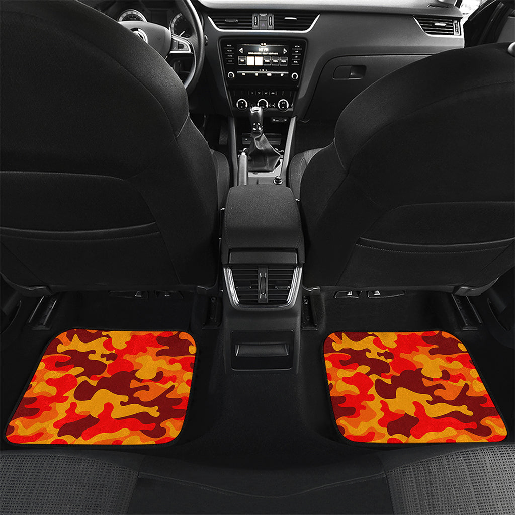 Orange Camouflage Print Front and Back Car Floor Mats