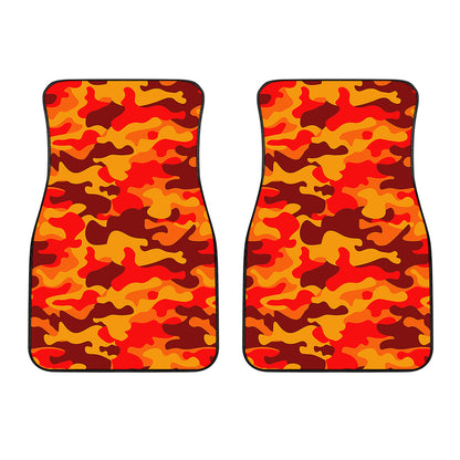 Orange Camouflage Print Front Car Floor Mats