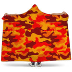Orange Camouflage Print Hooded Blanket