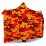 Orange Camouflage Print Hooded Blanket