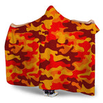 Orange Camouflage Print Hooded Blanket
