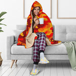 Orange Camouflage Print Hooded Blanket