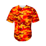 Orange Camouflage Print Men's Baseball Jersey
