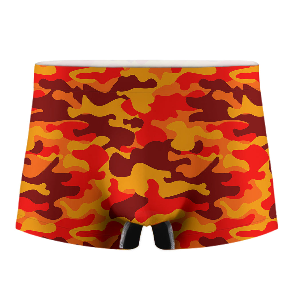 Orange Camouflage Print Men's Boxer Briefs