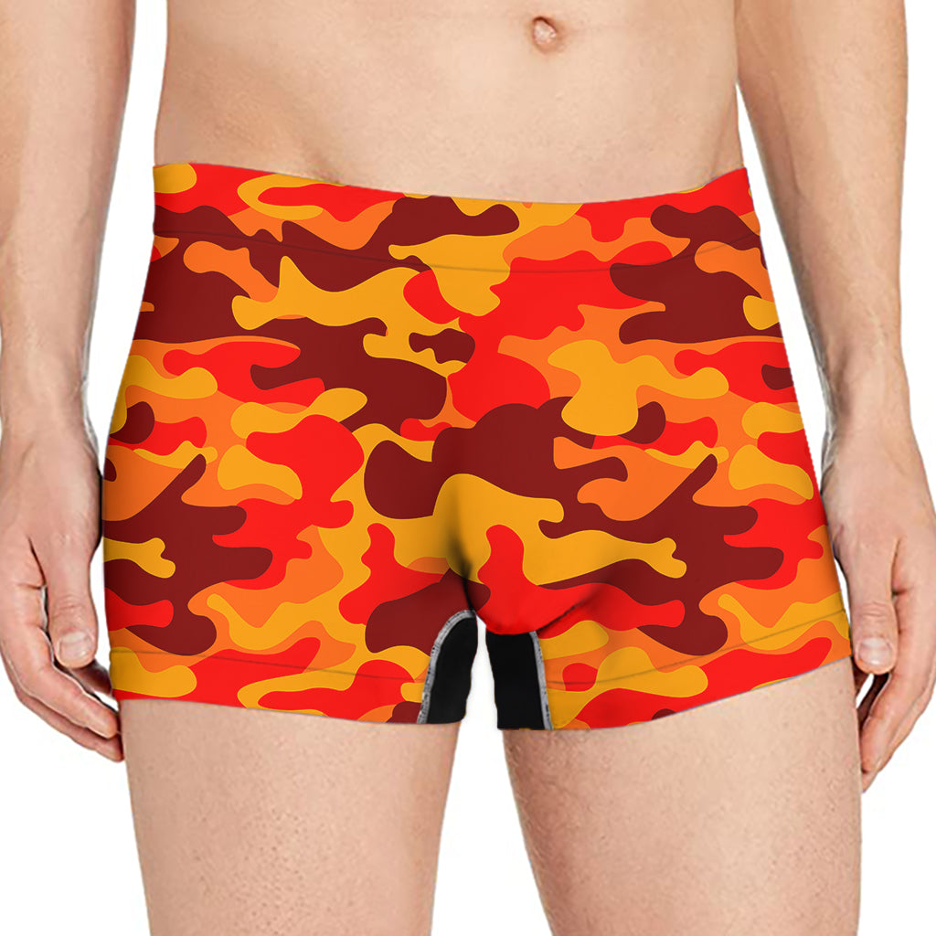 Orange Camouflage Print Men's Boxer Briefs