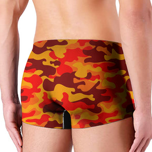 Orange Camouflage Print Men's Boxer Briefs