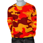 Orange Camouflage Print Men's Crewneck Sweatshirt GearFrost