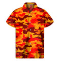 Orange Camouflage Print Men's Short Sleeve Shirt