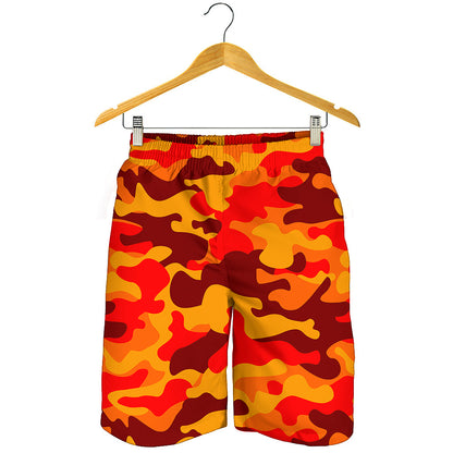 Orange Camouflage Print Men's Shorts