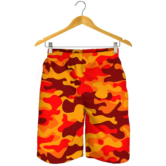 Orange Camouflage Print Men's Shorts