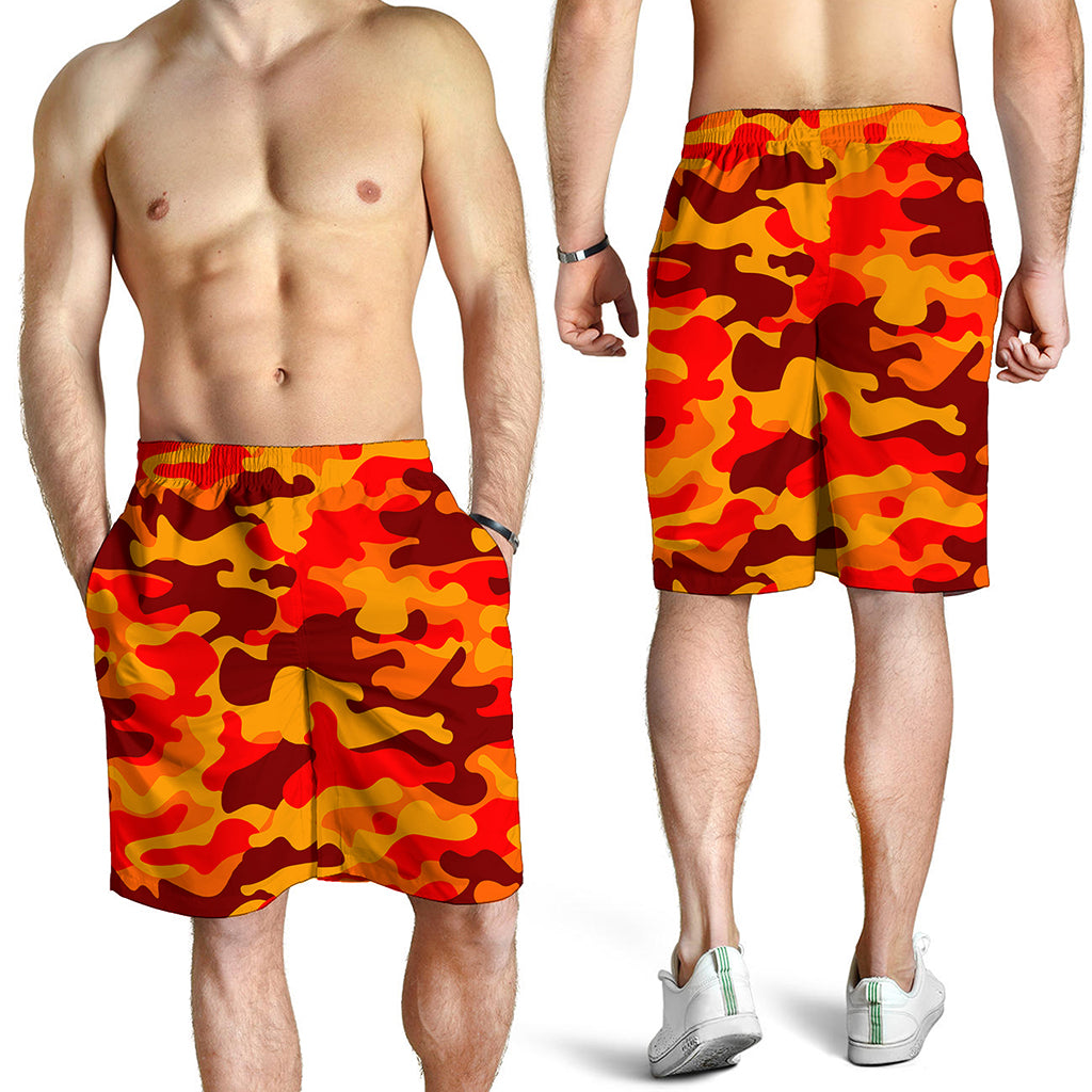 Orange Camouflage Print Men's Shorts