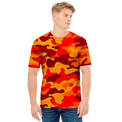 Orange Camouflage Print Men's T-Shirt