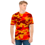 Orange Camouflage Print Men's T-Shirt