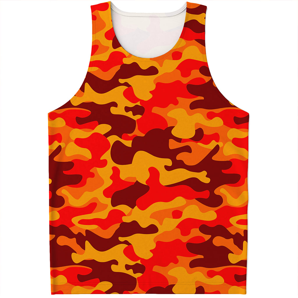 Orange Camouflage Print Men's Tank Top
