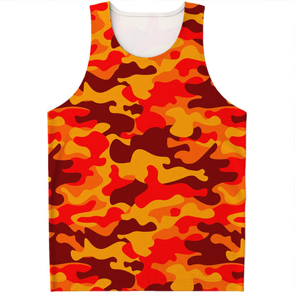 Orange Camouflage Print Men's Tank Top
