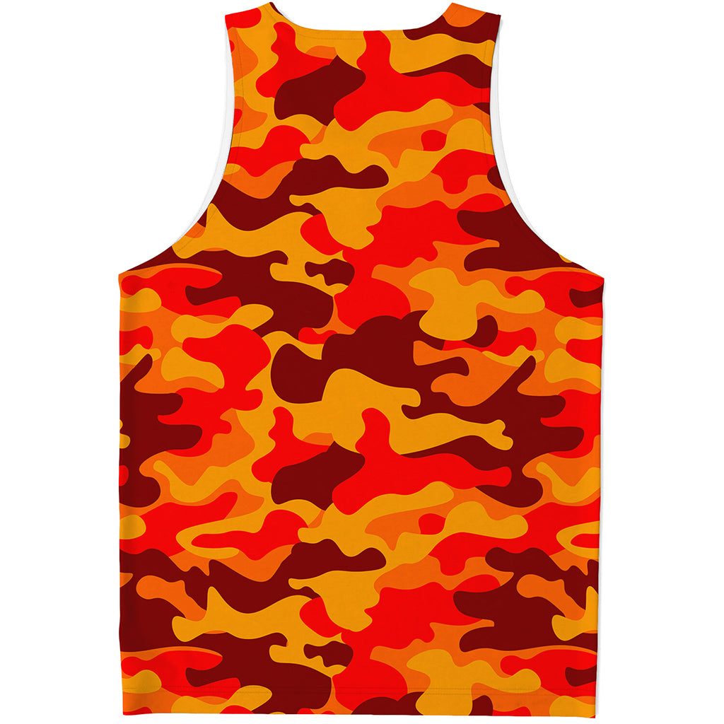 Orange Camouflage Print Men's Tank Top