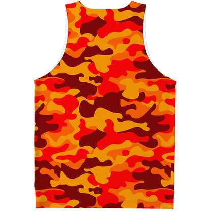 Orange Camouflage Print Men's Tank Top