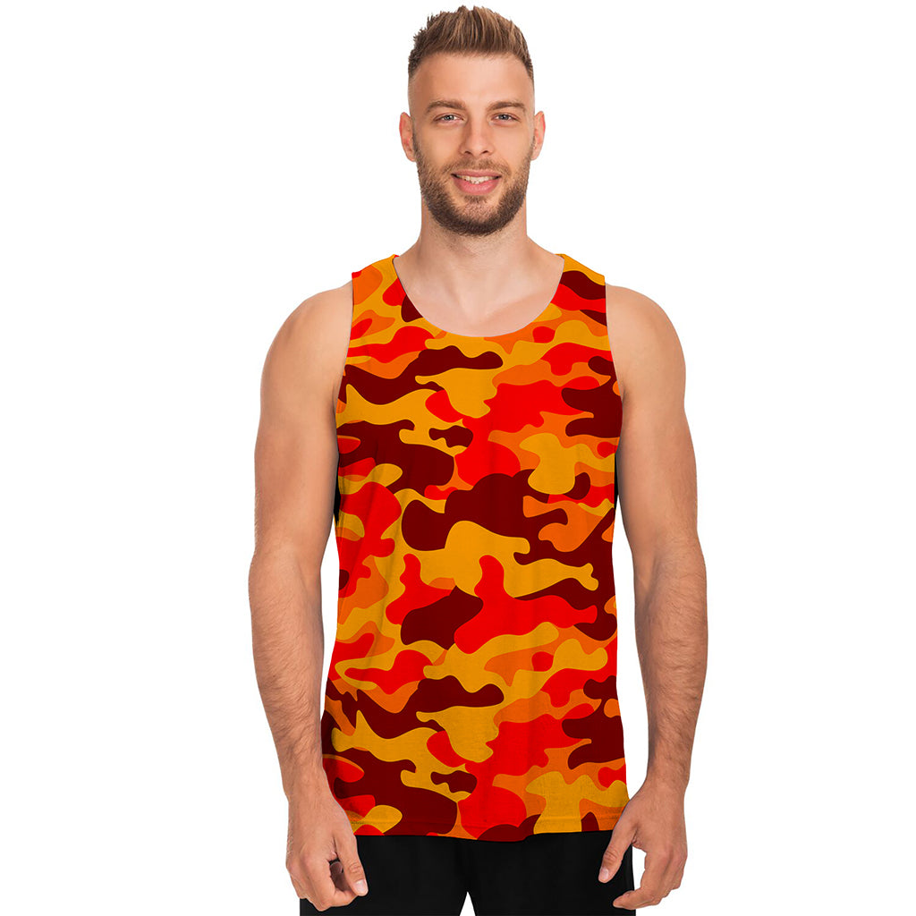 Orange Camouflage Print Men's Tank Top