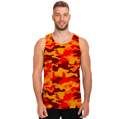 Orange Camouflage Print Men's Tank Top