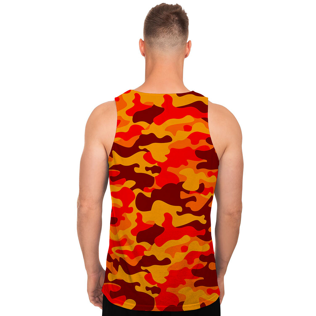 Orange Camouflage Print Men's Tank Top