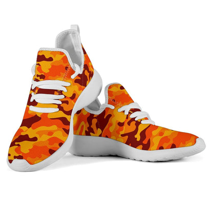 Orange Camouflage Print Mesh Knit Shoes GearFrost