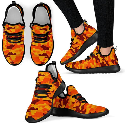 Orange Camouflage Print Mesh Knit Shoes GearFrost