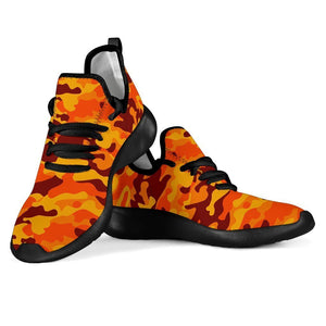 Orange Camouflage Print Mesh Knit Shoes GearFrost