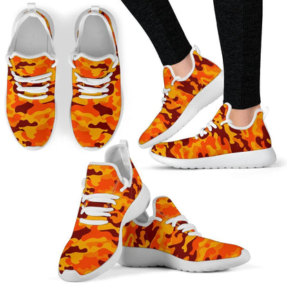 Orange Camouflage Print Mesh Knit Shoes GearFrost