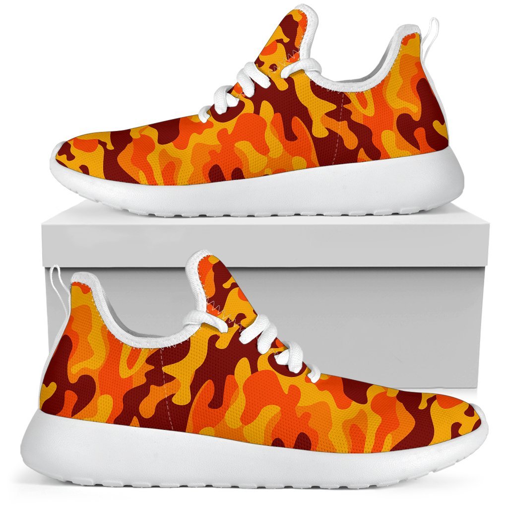 Orange Camouflage Print Mesh Knit Shoes GearFrost