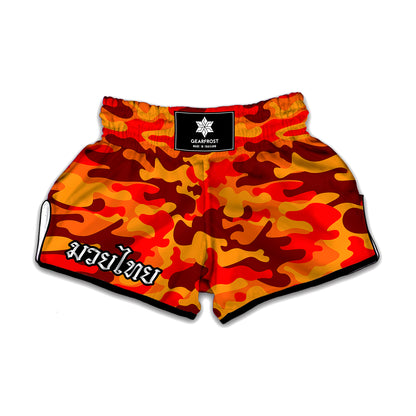 Orange Camouflage Print Muay Thai Boxing Shorts