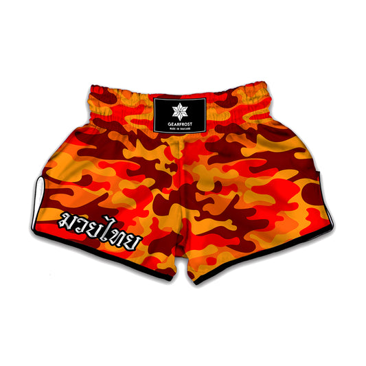 Orange Camouflage Print Muay Thai Boxing Shorts