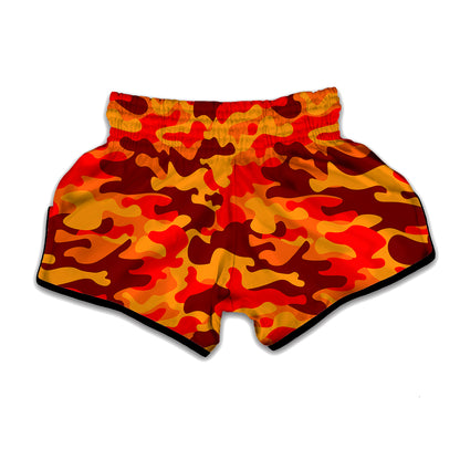 Orange Camouflage Print Muay Thai Boxing Shorts