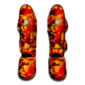 Orange Camouflage Print Muay Thai Shin Guards