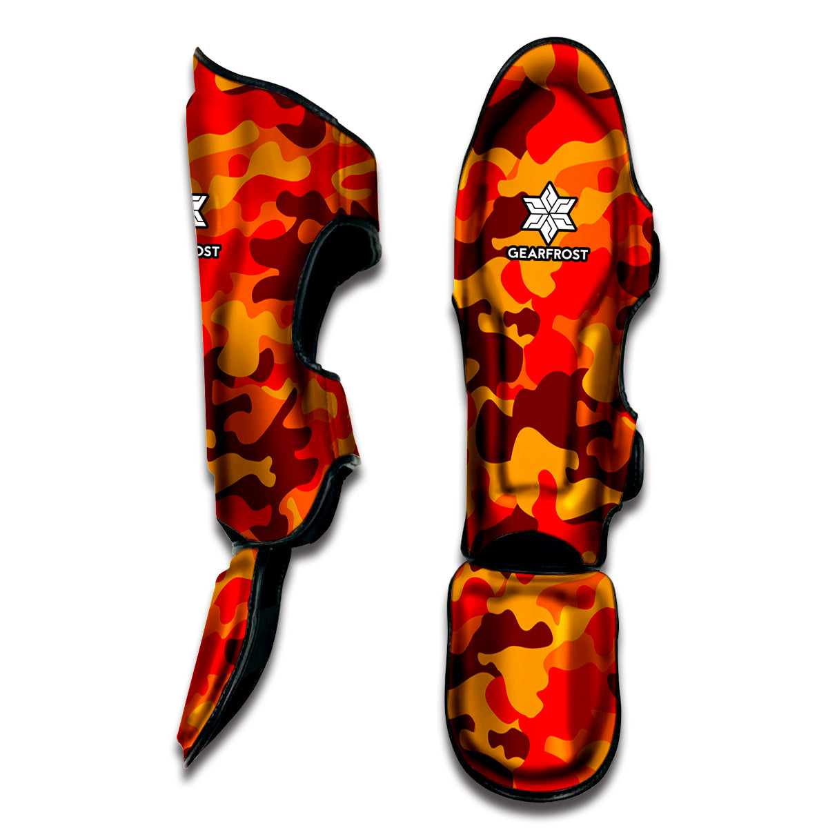 Orange Camouflage Print Muay Thai Shin Guard
