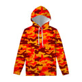 Orange Camouflage Print Pullover Hoodie