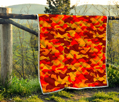 Orange Camouflage Print Quilt