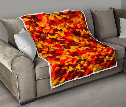 Orange Camouflage Print Quilt