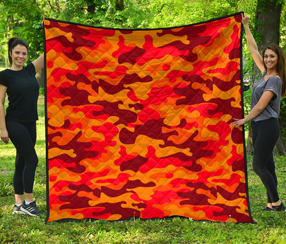 Orange Camouflage Print Quilt
