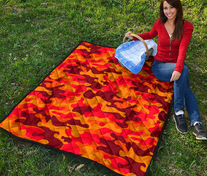 Orange Camouflage Print Quilt