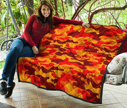 Orange Camouflage Print Quilt