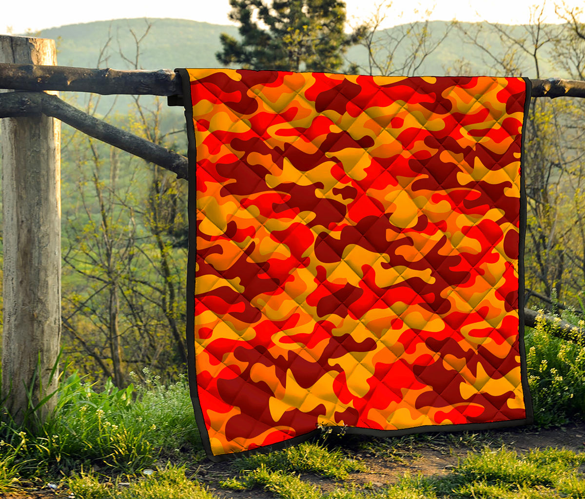 Orange Camouflage Print Quilt