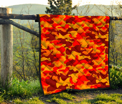 Orange Camouflage Print Quilt