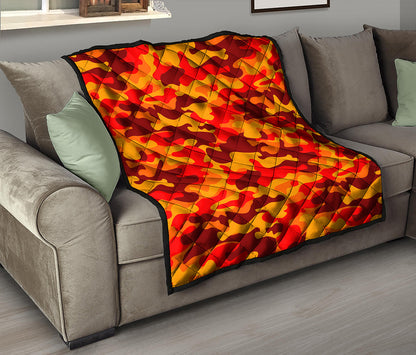 Orange Camouflage Print Quilt
