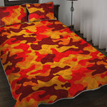 Orange Camouflage Print Quilt Bed Set
