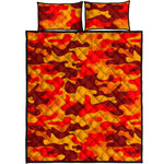 Orange Camouflage Print Quilt Bed Set