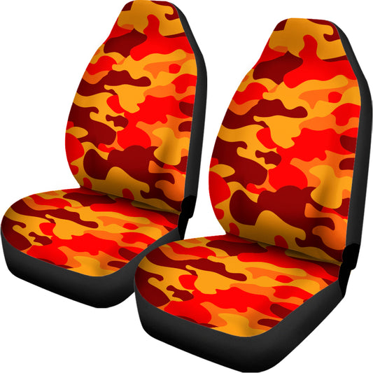 Orange Camouflage Print Universal Fit Car Seat Covers