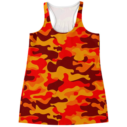 Orange Camouflage Print Women's Racerback Tank Top